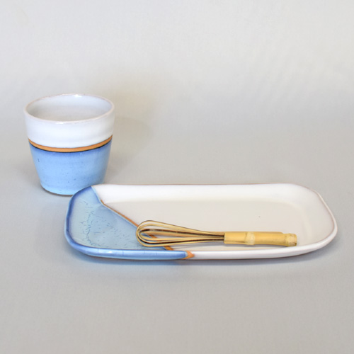 藁白藍　カップ＆プレート皿セット